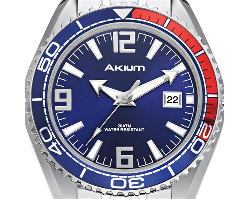 Relógio Akium Masculino Aço G7082 SS VD53 BLUE - Relógio Masculino
